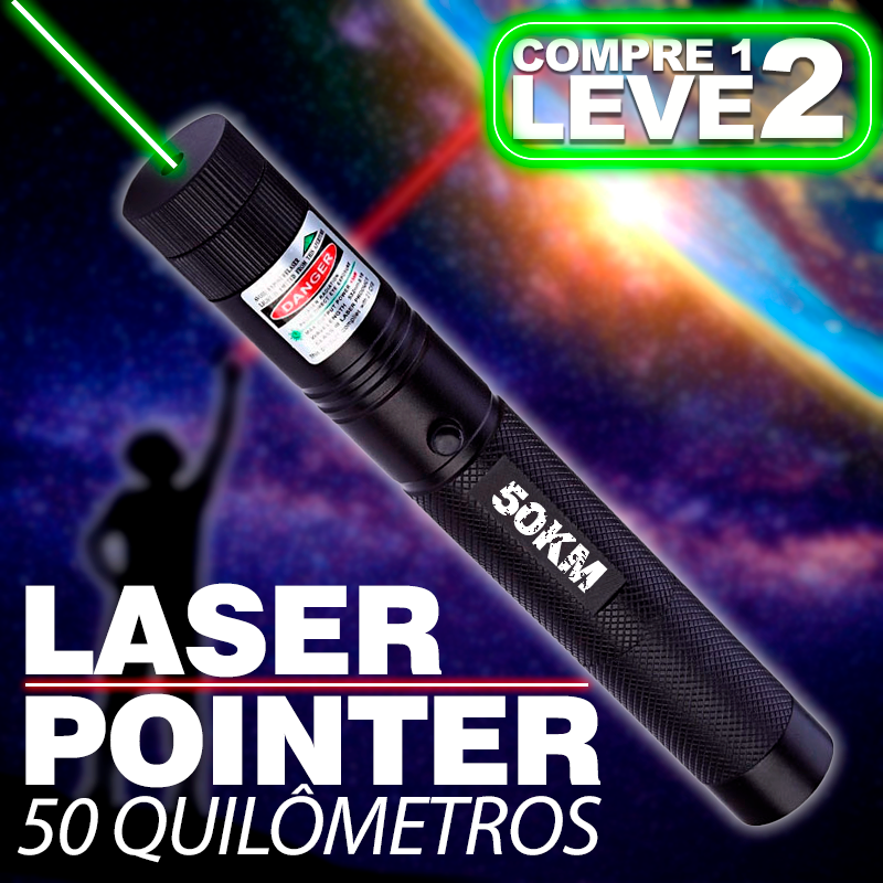 Caneta Laser Pointer 50KM Recarregável - BRINDE EXCLUSIVO